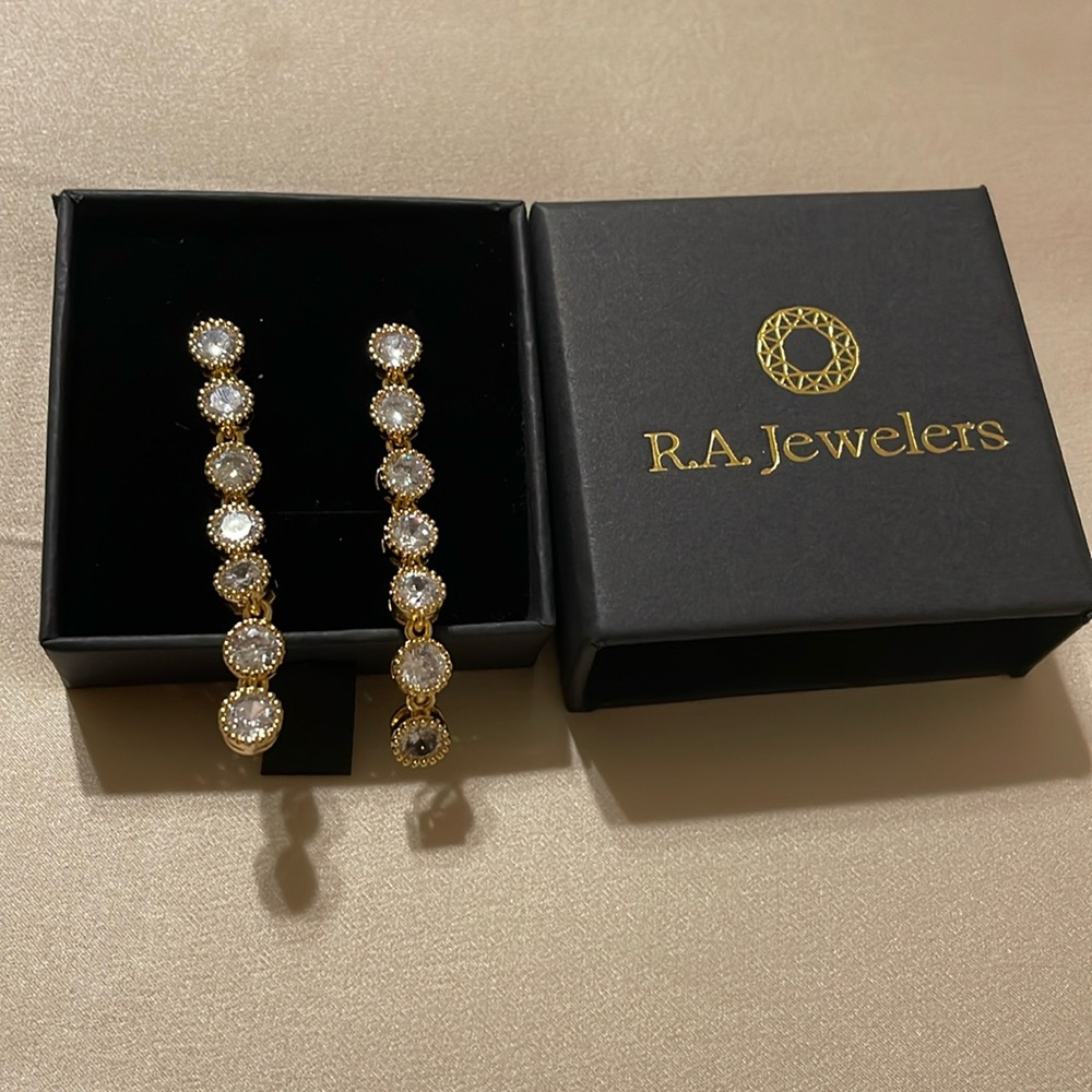 Linear Bezel cut Swarovski crystal drop earrings